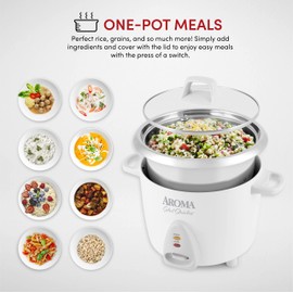 Aroma Housewares Select Stainless Rice Cooker & Warmer with Uncoated Inner Pot, 14-Cup(cooked) / 3Qt, ARC-757SG