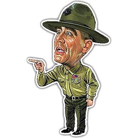 R Lee Ermey Decal Vinyl Sticker |Funny Cartoon| 6 X 3.5 Inch SSND1093