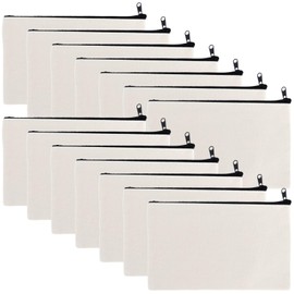 Homaisson Canvas Zipper Pouch Bulk, 50 Blank DIY Makeup Pouches, 4 x 8 Inches Beige Design with Black Zipper, Perfect for Crafts and Personalization, Portable Travel Makeup Bags