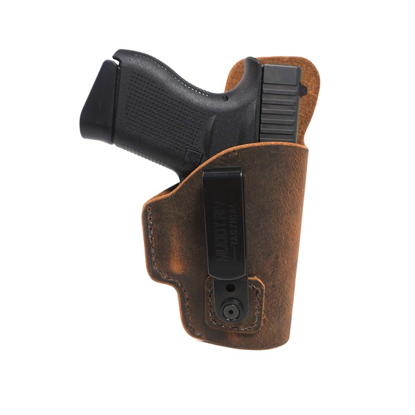Springfield Armory XDE 3.3 Inside the Waistband (IWB) Tuckable Leather Holster - Tuckable Belt Clip - Water Buffalo Leather - Made in USA - Concealed Carry Holster - IWB Leather Holster