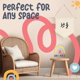 ARI MES - Wall Hanging Canvas Flag Banner for 100 Days Celebration, Korean Dohl Baby Decor, 100 Days Banner for Baby Room, 100 Day Korean Decorations, 100th Day Decorations for Baby, Korean-Cute