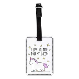 Gift Base Lila I Love You More Than My Unicorn Visual Luggage Tag with Black Strap