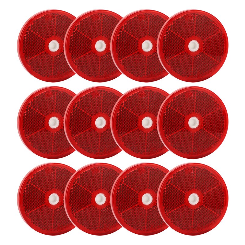 12PCs Round Reflector Red Reflective Sticker Waterproof Signal Warning for