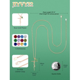 JIYVY32 Faith Necklace for Women Rose Gold Faith Cross Pendant Necklaces for Women Mom Mother Birthstone Jewelry Christian Confirmation Gifts Emerald Necklace May Birthstone Necklaces
