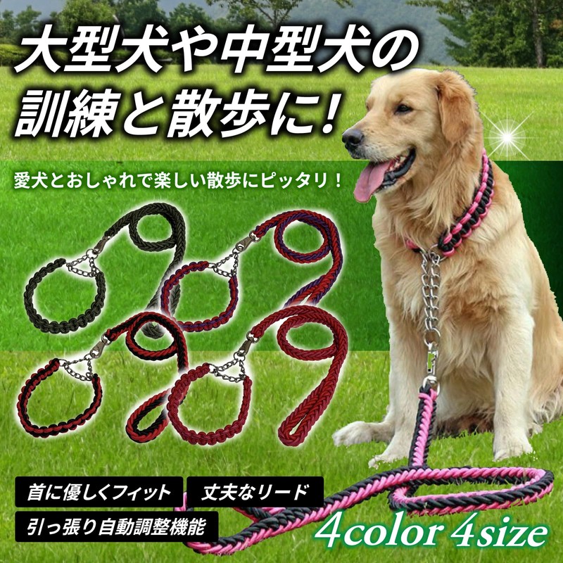 Avidora Dog Leash Collar Set Half Chalk Chain Paracord Nylon