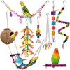 8pcs Parrot Toys Adjustable Coconut Shell Ladder Hanging Toys Interactive