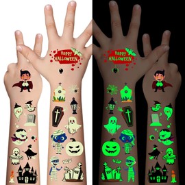 Awinway Luminous Halloween Tattoo Children - 360 Pieces Holiday Temporary Tattoo Stickers for Boys Girls, Bulk Halloween Prices Sweet or Sour Party Favour Goody Bag Stuffers 20 Sheets