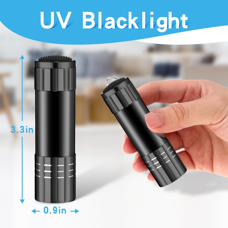 Riakrum 12 Pcs UV Blacklight Flashlights LED Handheld Mini Light