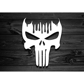 CCI Punisher Blood Skull Decal Vinyl Sticker|Cars Trucks Vans Walls Laptop|White |5.5 x 4.5 in|CCI1676