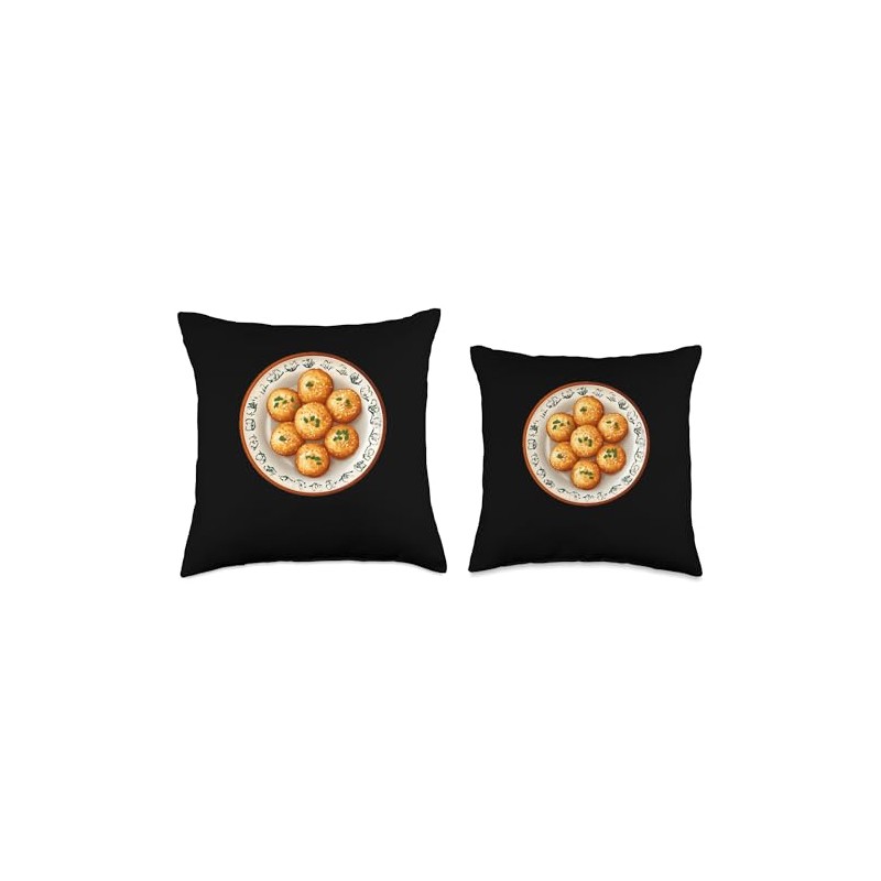 Pani Puri On A Decorative Plate Throw Pillow
