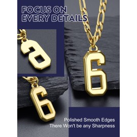 Bandmax Mens Gold Figaro Chain Necklace with Sport Number Pendant Football Basketball Baseball Sport Team Necklace for Man Athlete Gift for Son Grandson