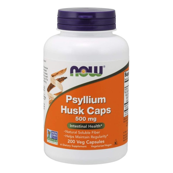 NOW Psyllium Husk 500mg, 200 Capsules (Pack of 3)