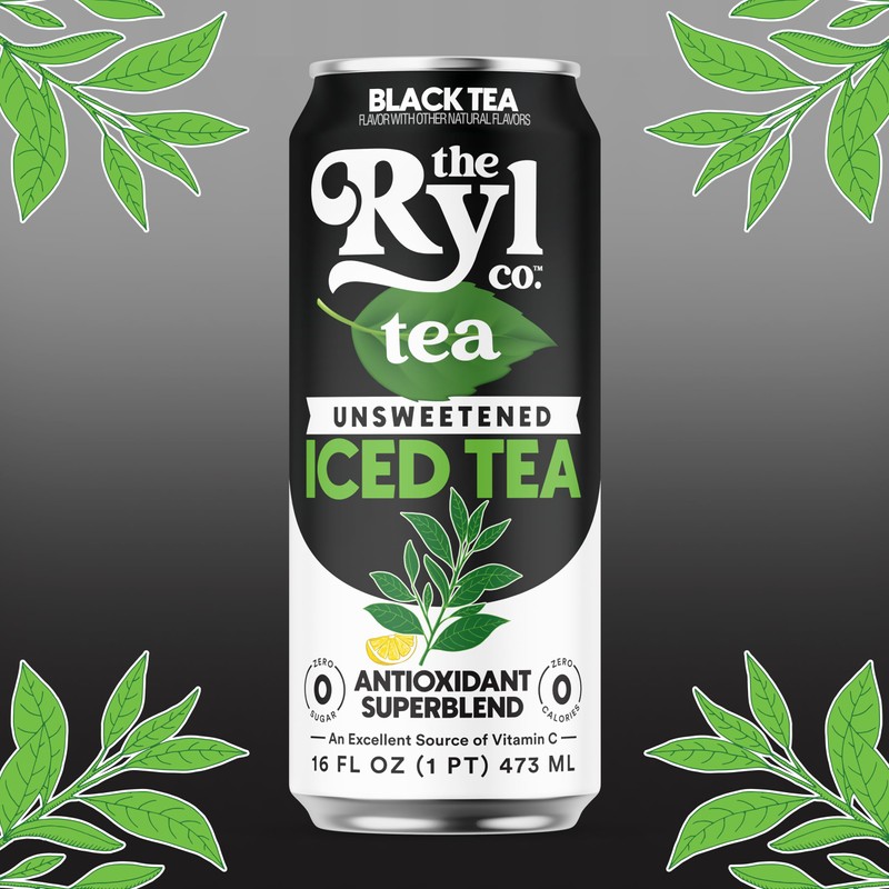 Ryl Iced Tea, Unsweetened Black Tea, Antioxidant Superblend, Zero Sugar,