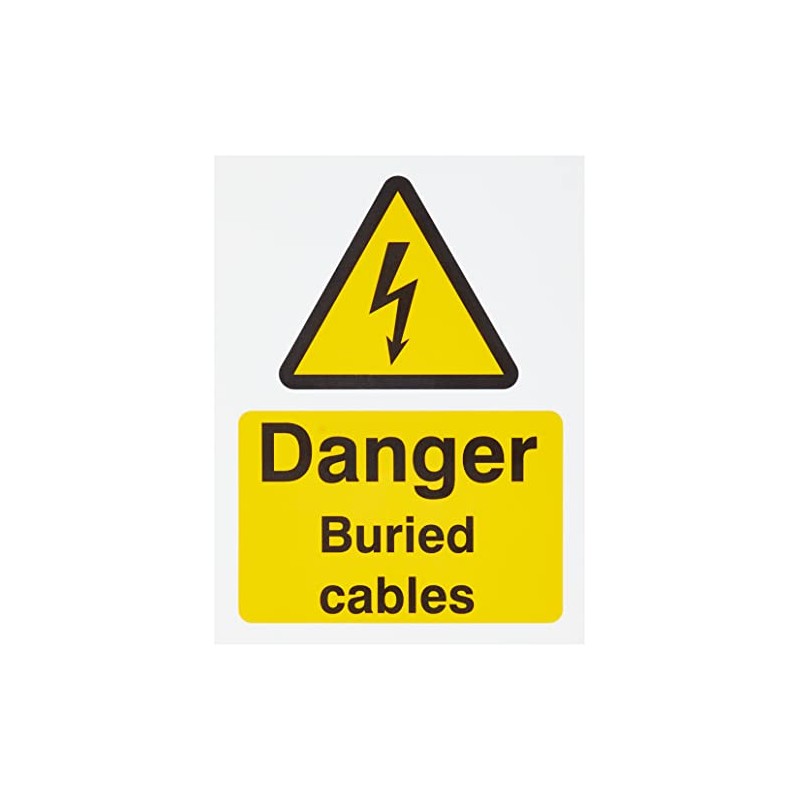 Danger Buried Cables Sign 150mm x 200mm - Rigid Plastic