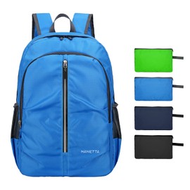 MANETTA Hiking Backpack Waterproof, 25L Lightweight Foldable Backpack, Small Packable Outdoor Travel Day Running Pack, Blue, Large, Classic