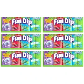 Fun Dip 3 Flavor Pack | Fun Dip RazzApple Magic Dip, Cherry Yum Diddly Dip, and Grape Yumtious Dip all in one! | 1.4 oz Packs | Pack of 6