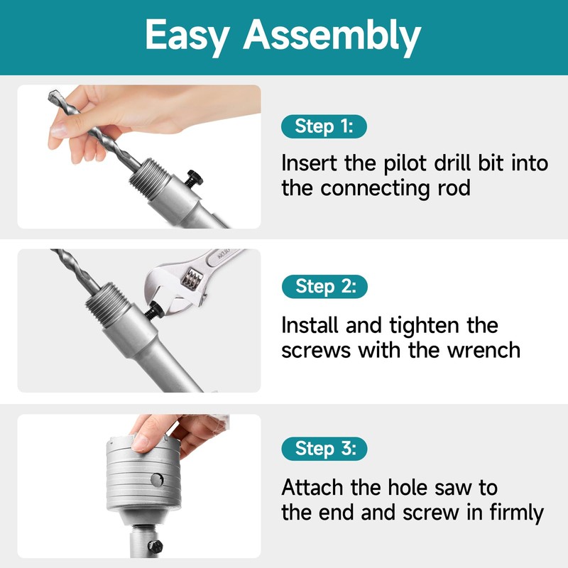 6Pcs Masonry Concrete Hole Saw Kit (40 65 80 100