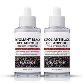 Rice Ampoule Duo White Rice Exfoliator for Face + Black Rice Exfoliant Soft Exfoliating Face & Body Scrub Dead Skin, Moisturizing & Pore Minimizer, Nourishing for All Skin Types (Black + Black, 2.02)