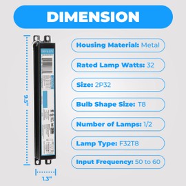 OHLECTRIC Replacement for ICN2P32-SC 1&2 Lamp - T8 Fluorescent Ballast, Electronic Ballast Replacement 120-277 Volt, Instant Start - Standard and Energy Efficient Ballasts - UL Approved