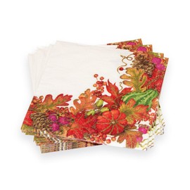 Harvest Garland White Cocktail Napkins - 20 Per Package