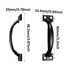 AUXBC 4Pcs 4 Inch Vintage Barn Door Pulls, Black Metal Utility Cabinet Handles, Screw-in Drawer Pulls, Rustic Gate Handles for Kitchen, Furniture, and Outdoor Use