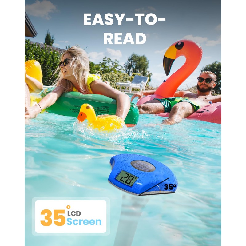 BALDR Pool Thermometer Floating Easy Read, Solar Pool Thermometer with