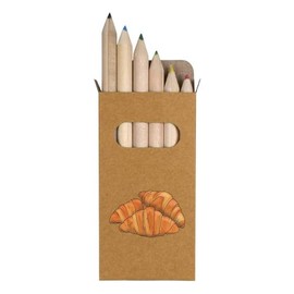 Azeeda 6 x 'Croissant Pastries' Short 85mm Pencils/Coloured Pencil Set (PE00063258)
