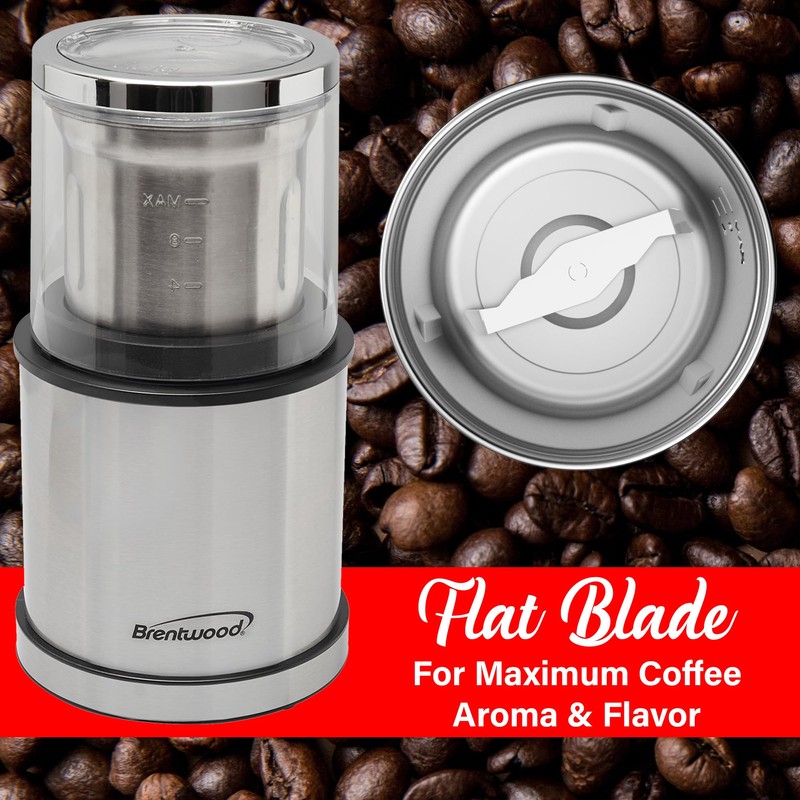 Brentwood CG-162S 75-Gram Electric Wet and Dry Coffee Bean, Herb,