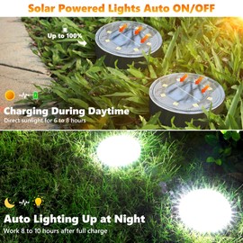 Joomer Solar Ground Lights, 16 Pack 8 LED Solar Lights Outdoor IP68 Waterproof Disc Light In-Ground Landscape Lighting Outdoor for Patio Pathway Lawn Yard Driveway Walkway (Blue)