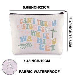 Christian Makeup Bag, Religious Gifts, Can't Throw Stones While Washing Feet, Bible Verse Gifts, Faith Based Zipper Bag, Stones While Uk