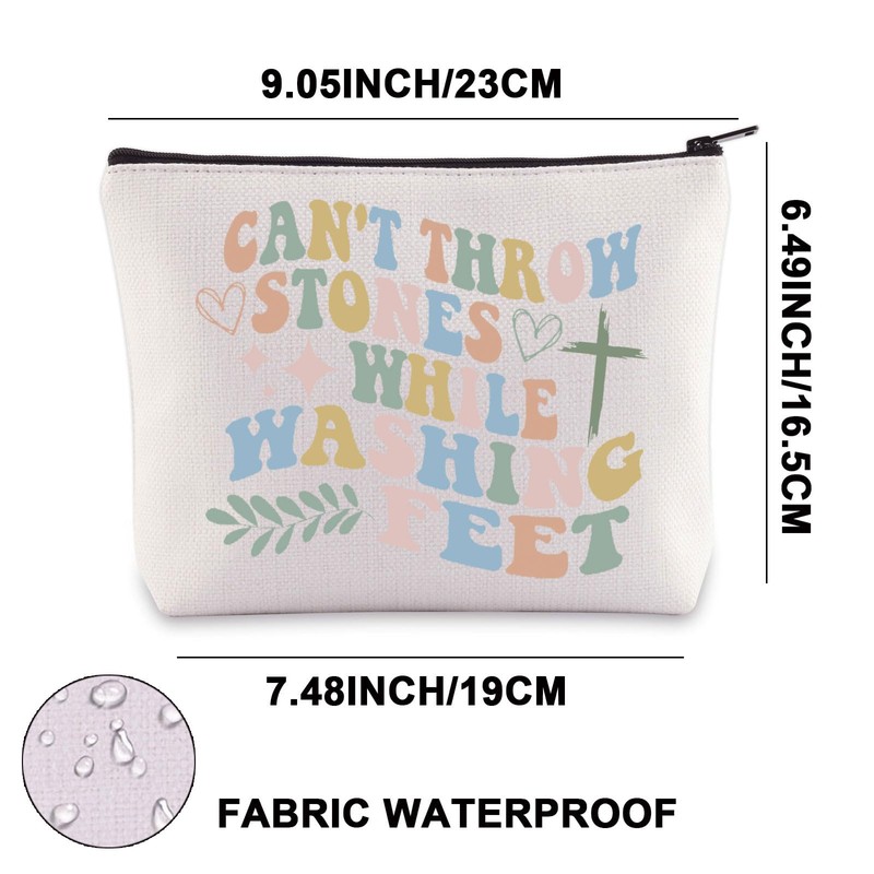Christian Makeup Bag, Religious Gifts, Can't Throw Stones While Washing