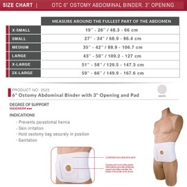 OTC Ostomy Abdominal Binder, Stoma Support, Hernia Colostomy, 6" Belt, 3" Opening Pad, X-Large