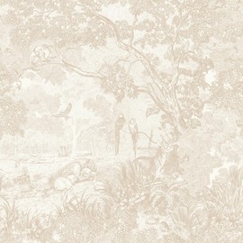 Ismoon Vintage Wallpaper Peel and Stick Beige Neutral Wallpaper 17.3in x6.56ft Forest Animals Contact Paper for Bedroom Thicken Waterproof Self-Adhesive Wall Paper Removable Renter Friendly Vinyl
