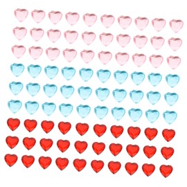 WOONEKY 192pcs Acrylic Heart Rhinestones Flat Back DIY Craft Decorations for Weddings Valentine Day and Crafts Pink Red Blue Heart Gems Durable Easy to Apply