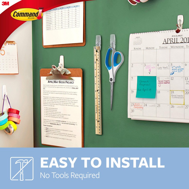 Command Medium Clear Wire Toggle Hooks, 6 Hooks and 8