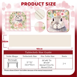 TELAIN Easter Table Runner, 13x35 inch, Colourful with Easter Bunny and Flowers, Durable Linen, Ideal for Spring and Easter Decoration at Home and Parties