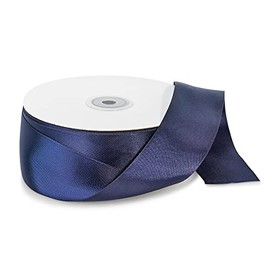 Pack of 1, Navy Double Faced Satin Ribbon, 1-1/2"x50 Yds for Gift Wrapping, Balloons and Bows, Made in USA