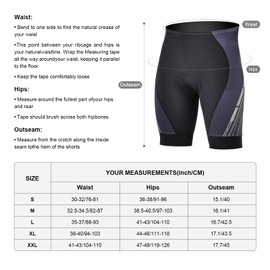 TOMSHOO Padded Cycling Shorts with Padding, Side & Back Pockets, Breathable and Quick-Drying, Shock-Absorbing Cycling Shorts, gray