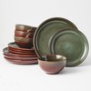 Pokini Stoneware Dinnerware Sets Service for 4, 12 pcs Reactive