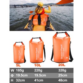 Henrycares Waterproof Dry Bag 20L 10L 5L, Sack with Phone Dry Bag and Long Adjustable Shoulder Strap Included, for Hiking, Swimming, Camping, Boating, Fishing, Rafting