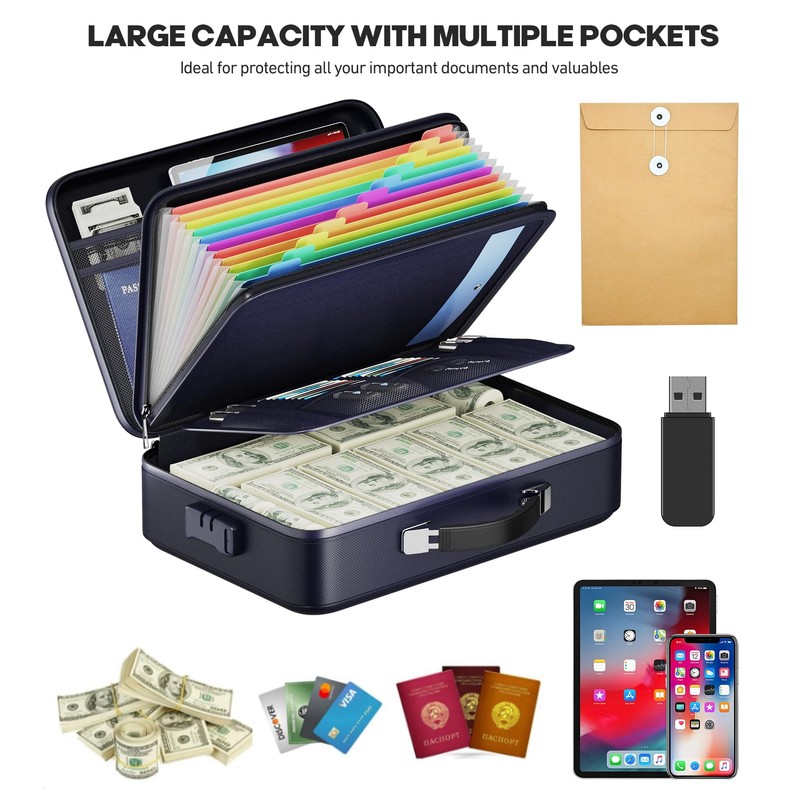 Fireproof Document Box, Hard Case Highly Flame-Resistant Fire Proof Waterproof