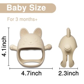 Pepicat Baby Teething Toys, No Drop Teething Toys for Babies 0-6 Months, Baby Chew Toys for Teething Relief, Hand Teethers for Babies, Great Baby Shower Gifts, Christmas Gifts, Cat, White
