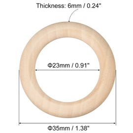TOP-VIGOR 20Pcs Natural Wood Rings, 35mm Unfinished Wooden Rings, Wooden Loops Rings Pendant Connectors for Macrame Loose Parts Play, DIY Arts and Crafts, Jewellery Making, Ornaments, Home Decor