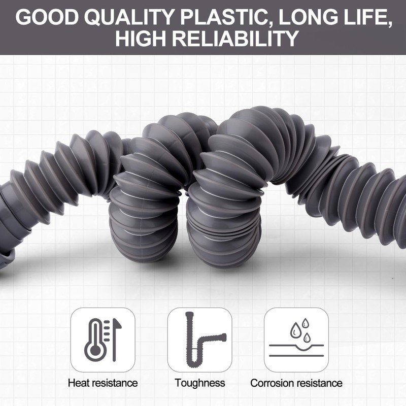 Sink Drain Kit, 1-1/2 Inch Expandable Flexible P-Trap 7.5 Inch