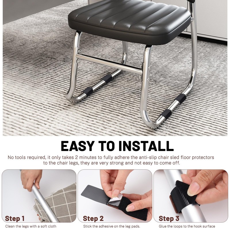 Realand 16pcs Felt Chair Leg Floor Protectors with Hook and