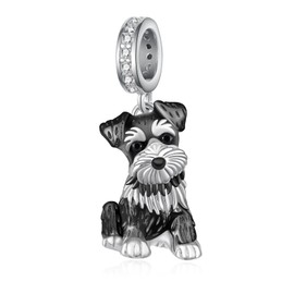 SCZKLAQ Schnauzer Charm 925 Sterling Silver Dog Charms for Bracelets Dog Jewelry for Women Schnauzer Gifts for Women