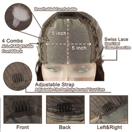 Real Hair Wig, Body Wave Human Hair Wig, 5 x 5 Lace Front Wig, Natural Wavy Wave Real Hair Wig for Women, Black Wigs, 100% Brazilian Real Hair Wigs with Baby Hair, 16 Inches