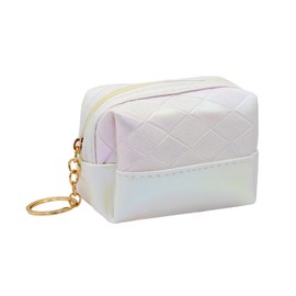 MultiValue Women Coin Purse, Soft Leather Gradient Pearl Change Wallet Exquisite Portable Small Coin Purse with Zipper and Keychain Coin Pouch for Woman Girls (White)