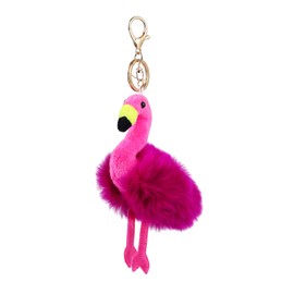 ChungLong0593 Pom Pom Flamingo Key Chain 3D animal Flamingo Key Ring for Women Car Keys Holder Bag Purse-Pink
