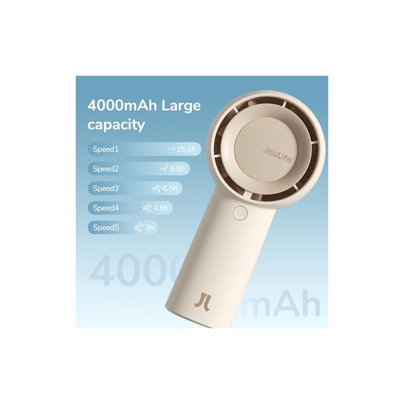 JISULIFE Handheld Mini Turbo Fan with 5 Speeds - Brown